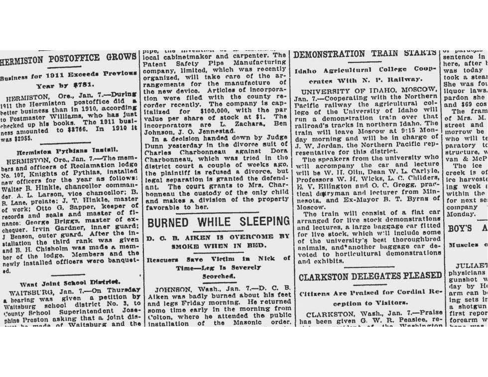 The Spokesman Review 8JAN1912 pg 4 Charbonneau Divorce